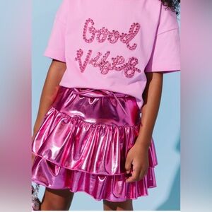 NWT Lola + The Boys pink metallic skort skirt girls size 12